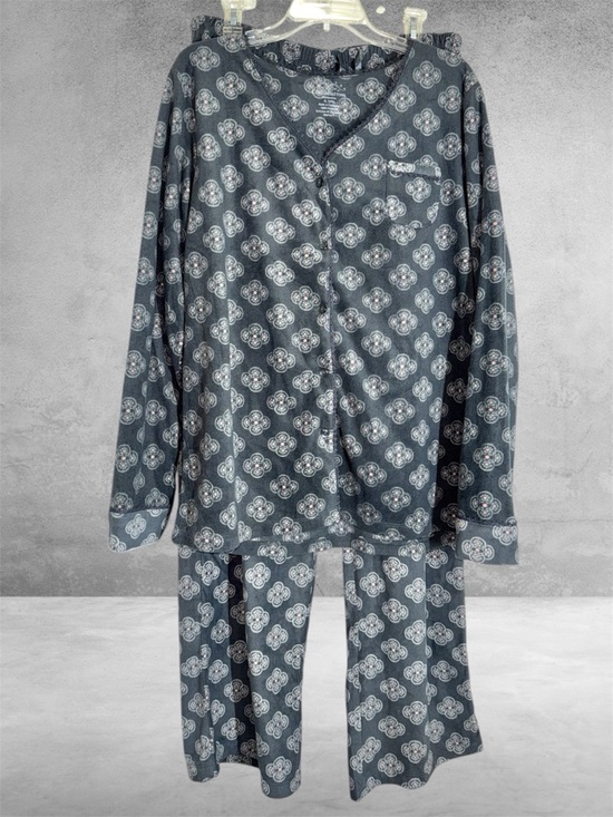 croft & barrow Other - croft & barrow Gray Floral Medallion Long-Sleeve Pajama Set soft fleece size XL